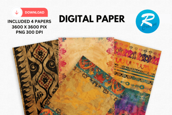 Download Watercolor Ethnic Digital Paper Patterns - Patterns Collection