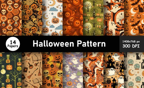Download Spooky Halloween Patterns Skulls Bundel - Patterns Collection