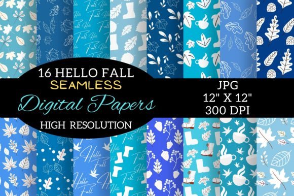 Download Blue Fall Digital Paper Patterns Design - Patterns Collection