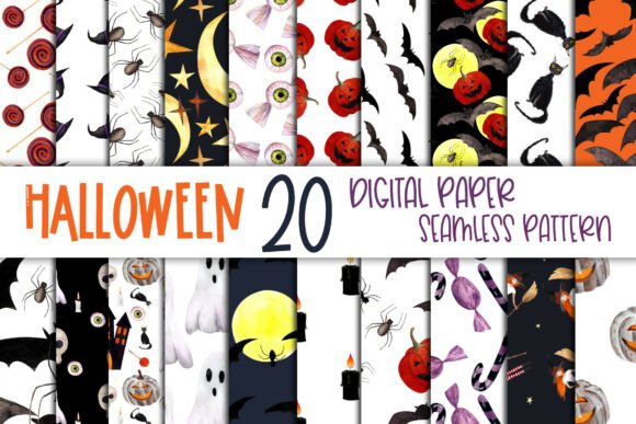 Download Watercolor Halloween Patterns Set - Patterns Collection