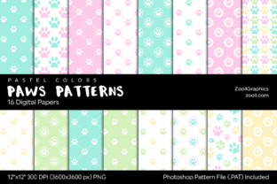 Download Paws Patterns Pastel Digital Papers - Patterns Collection