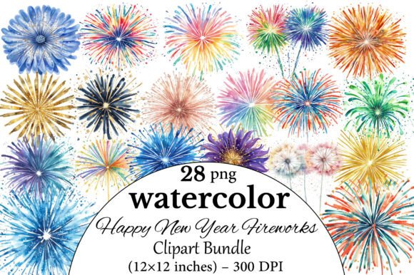 Download Happy New Year Fireworks Clipart Bundle - Happy Collection