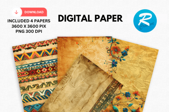 Download Watercolor Ethnic Digital Paper Patterns - Patterns Collection