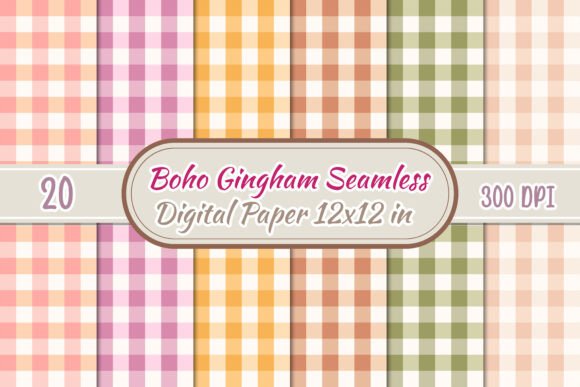 Download 20 Boho Gingham Seamless Patterns Png - Patterns Collection