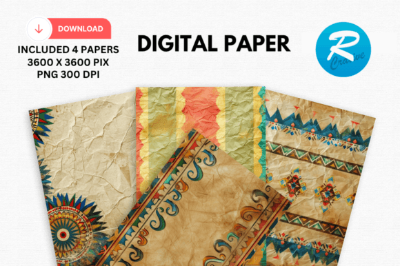 Download Watercolor Ethnic Digital Paper Patterns - Patterns Collection