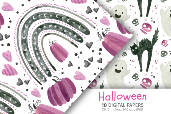 Download Purple Halloween Patterns, Digital Paper - Patterns Collection