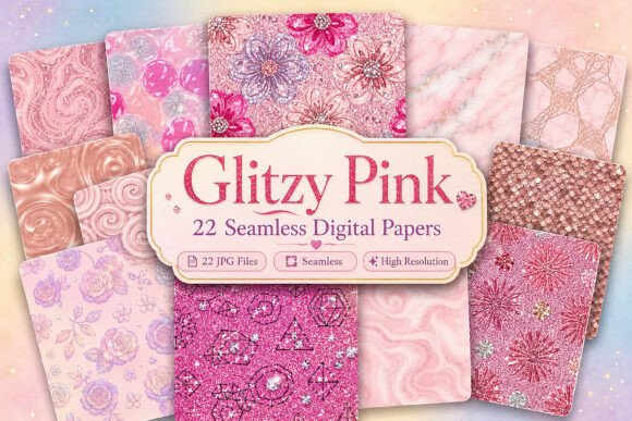 Download Glitzy Pink Digital Patterns - Patterns Collection