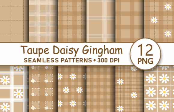 Download Taupe Daisy Gingham Seamless Patterns - Patterns Collection