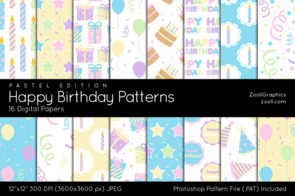 Download Happy Birthday Pastel Digital Papers - Happy Collection
