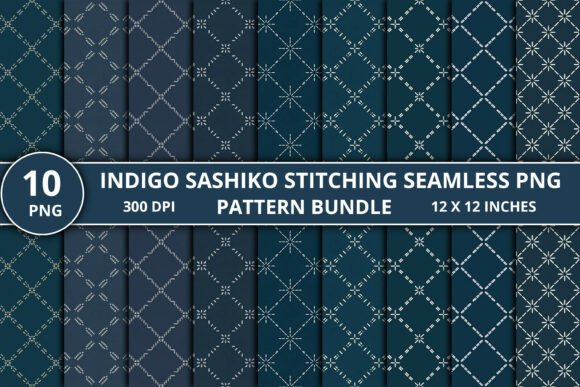 Download Indigo Sashiko Stitching Patterns PNG - Patterns Collection