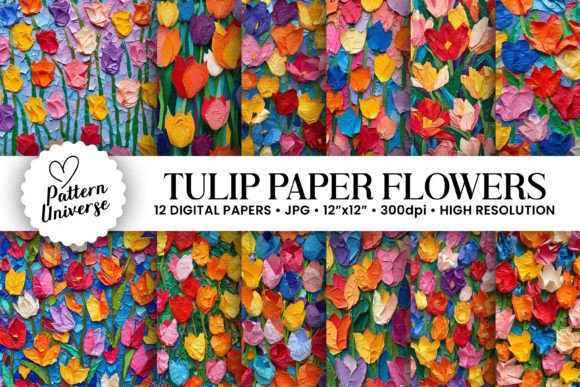 Download Colorful Paper Tulip Flower Patterns - Patterns Collection