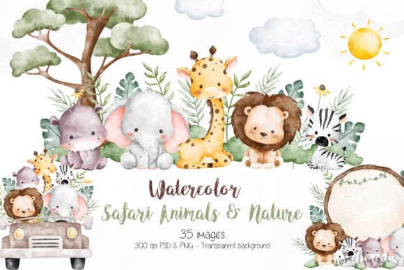 Download Watercolor Safari Animals and Nature - Nature Collection