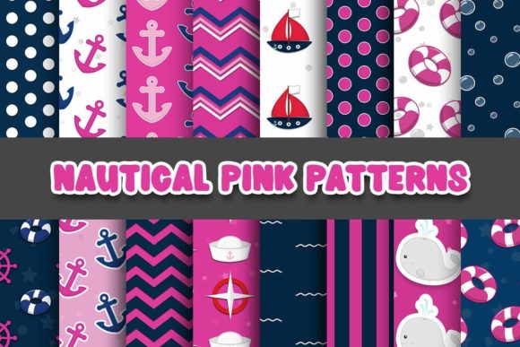 Download Nautical Pink Digital Papers Patterns - Patterns Collection