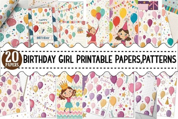 Download Birthday Girl Printable Papers, Patterns - Patterns Collection