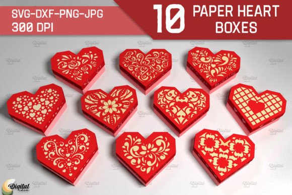 Download 3D Paper Heart Box. Valentine Bundle - Valentine bundle Collection