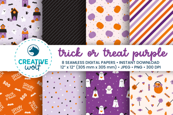 Download Trick or Treat Purple Halloween Patterns - Patterns Collection