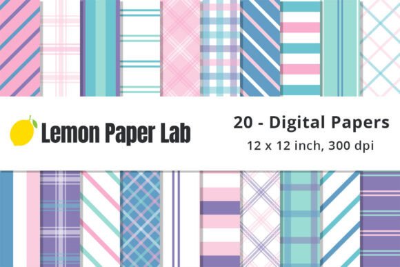 Download Pastel Plaid and Stripe Digital Patterns - Patterns Collection