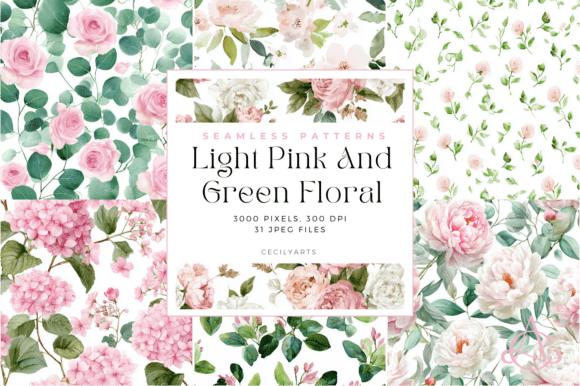 Download Light Pink and Green Floral Patterns - Patterns Collection