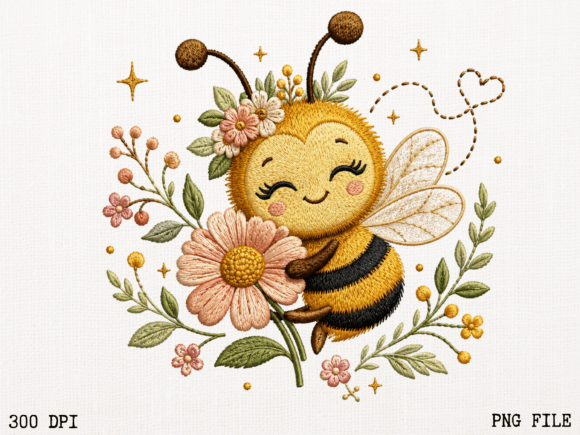 Download Happy Bee Floral PNG | Cute Bumble Bee C - Happy Collection