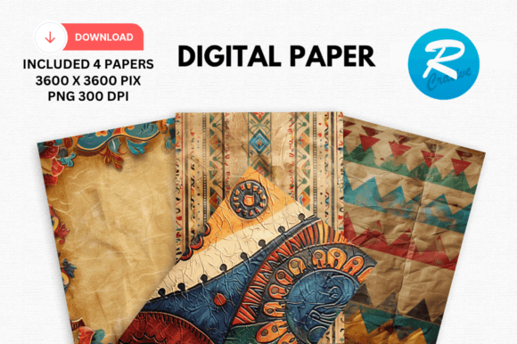 Download Watercolor Ethnic Digital Paper Patterns - Patterns Collection