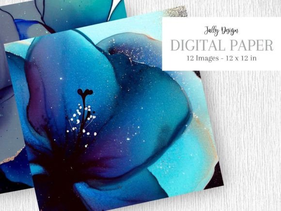 Download Navy Blue Alcohol Ink Flower &amp; Glitter - Navy blue Collection